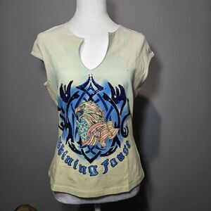 Faust Tank Size 42 Eagle USA Flag Sequin‎ Y2K V Neck